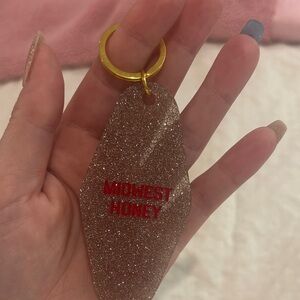 Glitter Keychain with Red Text